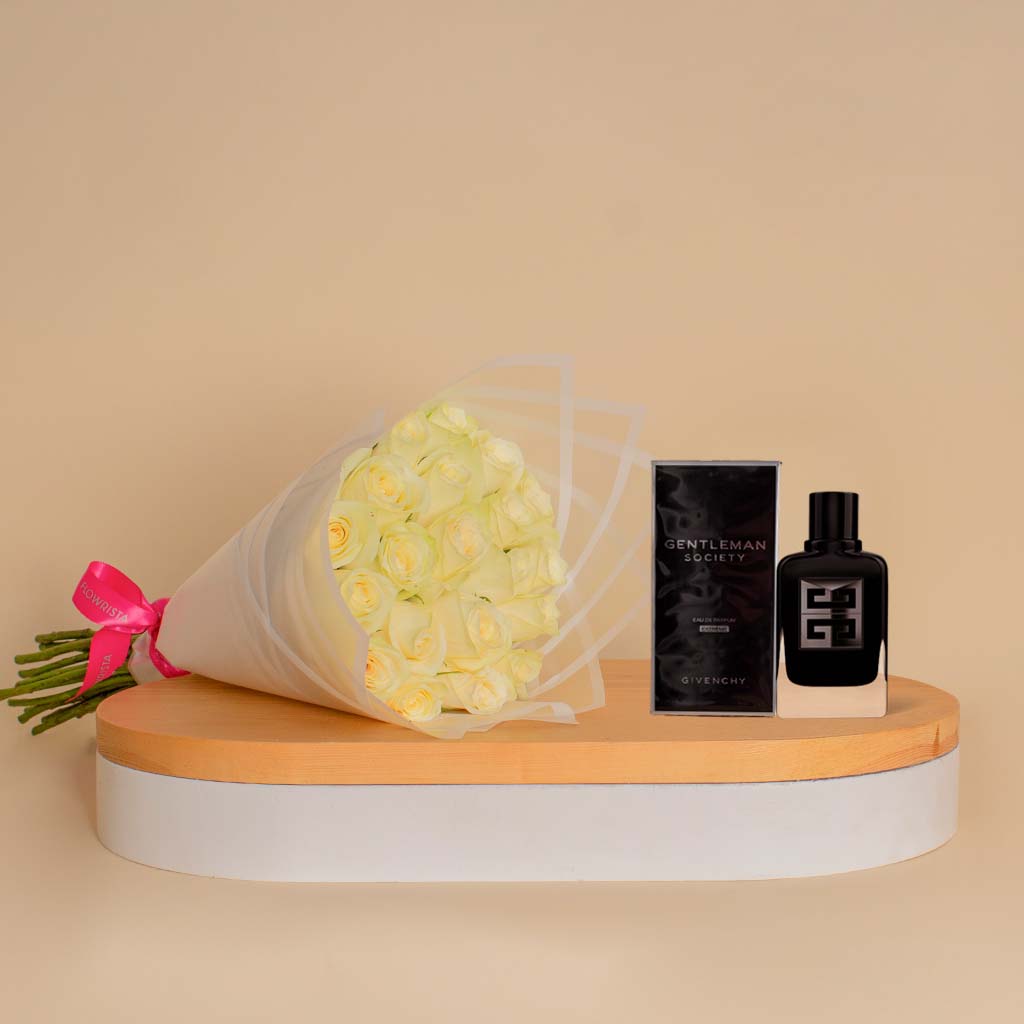 Flowrista Online Flowers Shop جنتلمان إكستريم مع بوكيه ورد أبيض