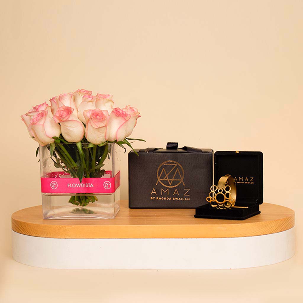 Flowrista Online Flowers Shop سوار اماز الرائع و فازة 20 وردة بينك