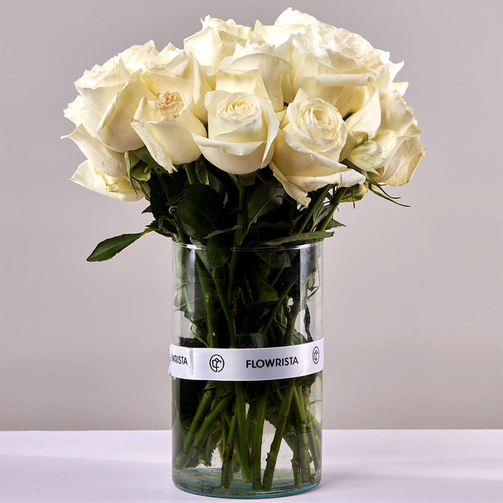White Roses Vase