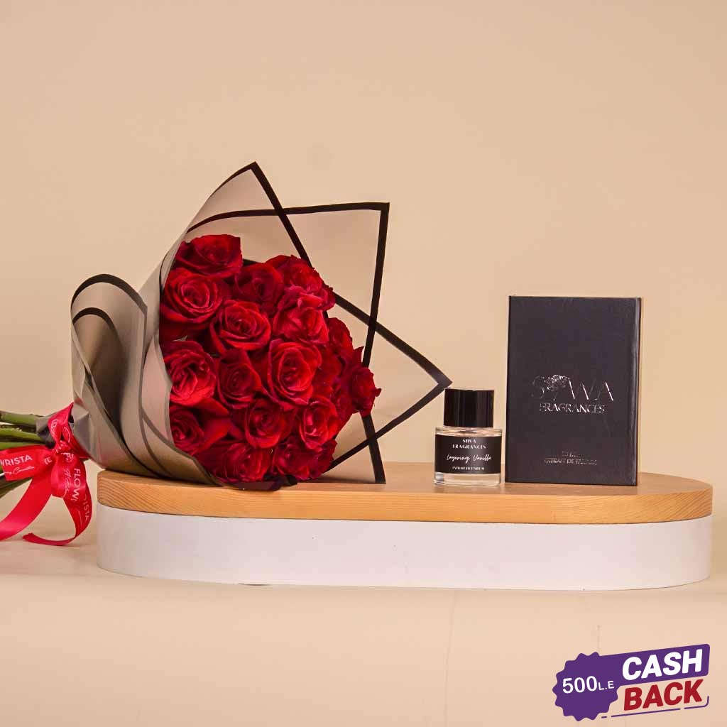 Flowrista Online Flowers Shop Siwa Layering Vanilla with Hand Bouquet of 20 Red Roses