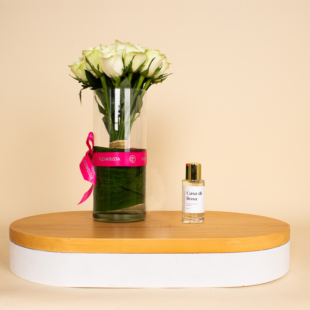 Flowrista Online Flowers Shop عطور نويت و فازة الورود البيضاء